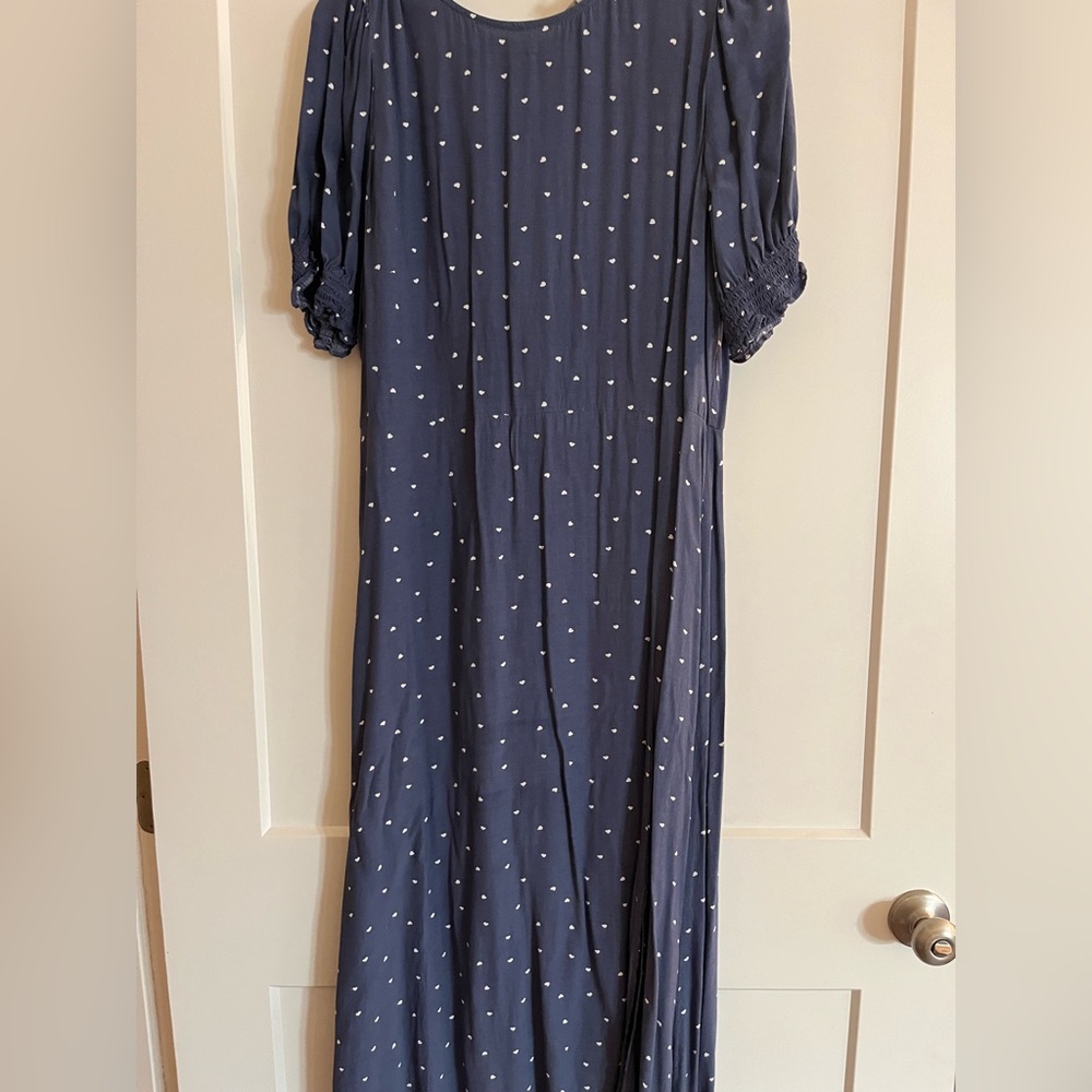 LOFT Navy Hearts Midi Dress